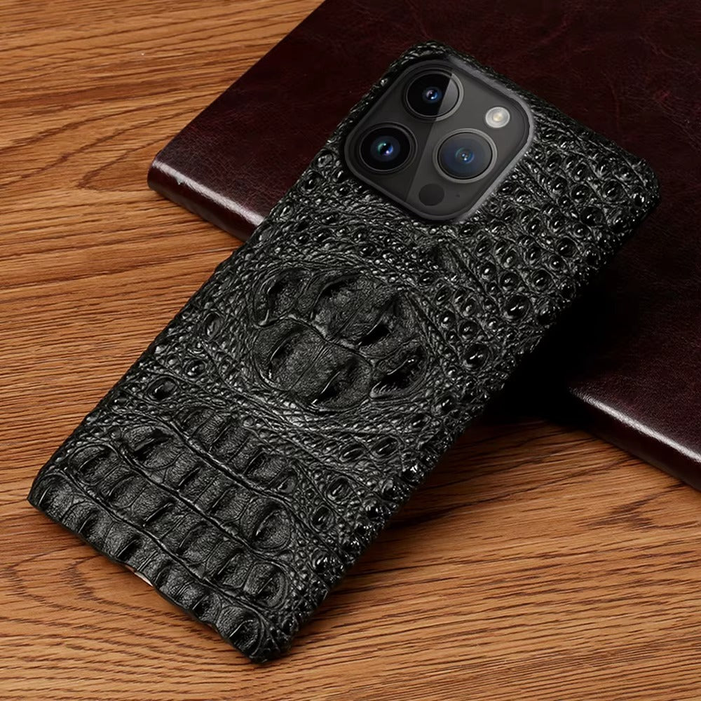 Luxury iPhone Case — 3D Leather Head Design Handmade Back Cover with Premium Protective PC Interior & Stylish Artistic Full-Back Finish
