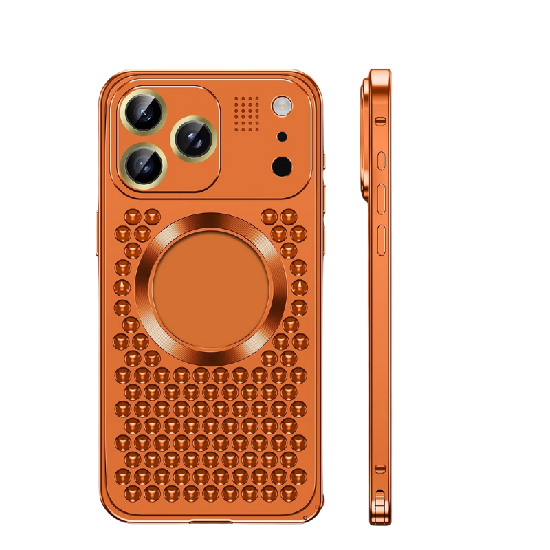 Luxury iPhone Case — Aluminum Alloy Magnetic Cover with Heat-Dissipation Metal Frame, Anti-Fall Protection and Camera Lens Guard