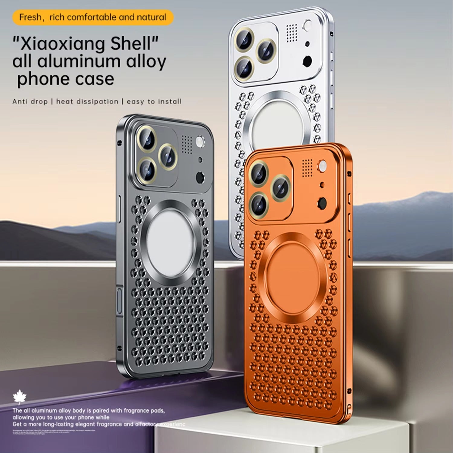 Luxury iPhone Case — Aluminum Alloy Magnetic Cover with Heat-Dissipation Metal Frame, Anti-Fall Protection and Camera Lens Guard