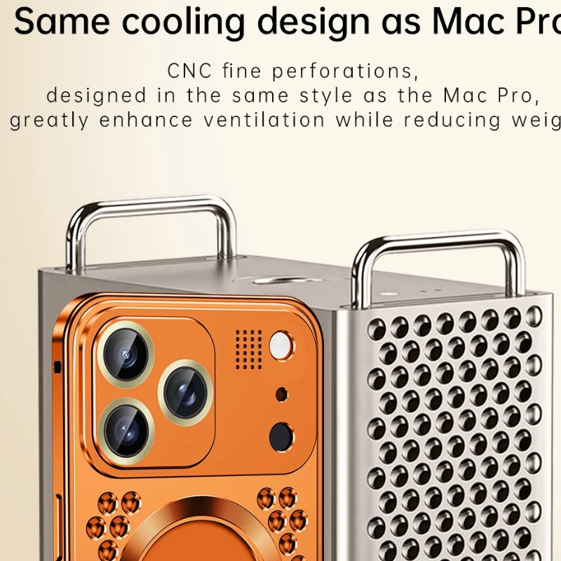 Luxury iPhone Case — Aluminum Alloy Magnetic Cover with Heat-Dissipation Metal Frame, Anti-Fall Protection and Camera Lens Guard