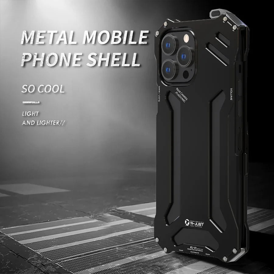 Luxury iPhone Case — Aluminum Alloy Metal Armor Cover with Cooling Design, Military-Grade Shockproof Protection, Heavy-Duty Anti-Scratch Matte Finish & Non-Slip Grip