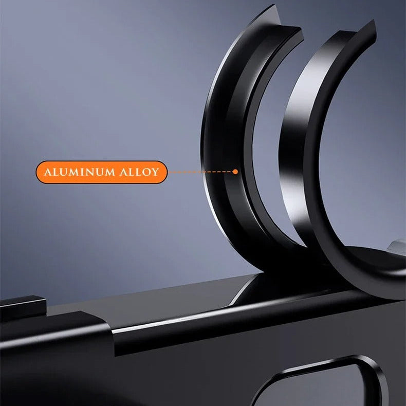 Luxury iPhone Case — Aluminum Alloy Rimless Magnetic Stand Cover with Metal Lens Protection, Frosted Matte Back & Shockproof Design