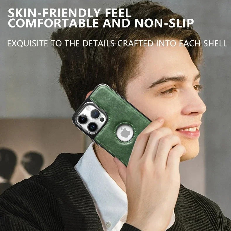 Luxury iPhone Case — Anti-Drop Magnetic MagSafe Business Leather Protective Cover with Premium Finish & Secure Grip Design