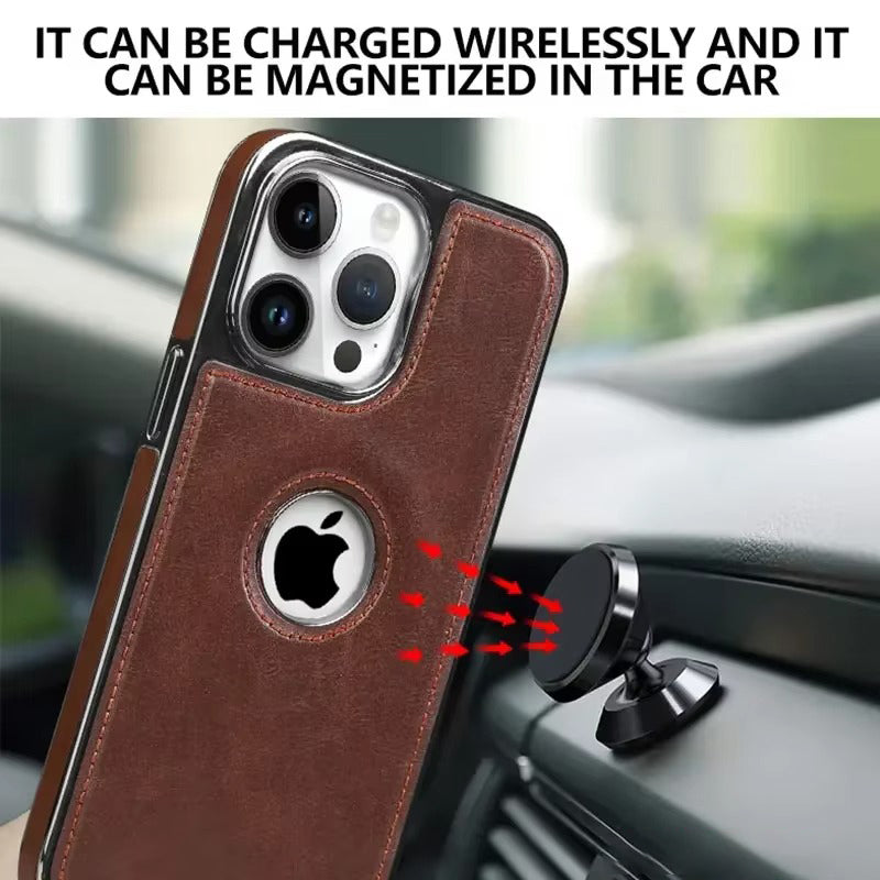 Luxury iPhone Case — Anti-Drop Magnetic MagSafe Business Leather Protective Cover with Premium Finish & Secure Grip Design