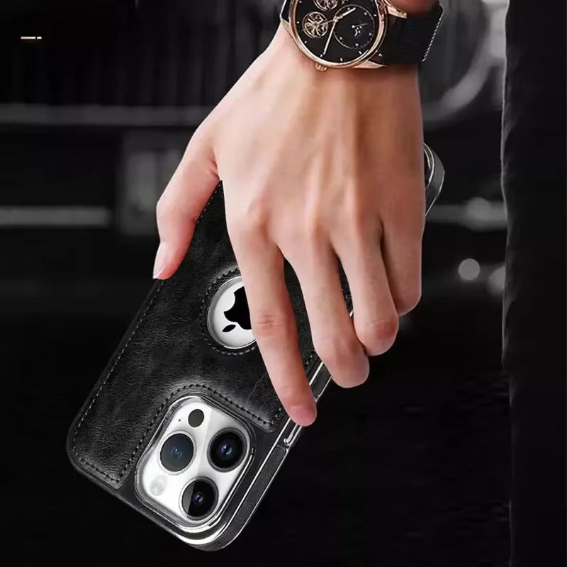 Luxury iPhone Case — Anti-Drop Magnetic MagSafe Business Leather Protective Cover with Premium Finish & Secure Grip Design