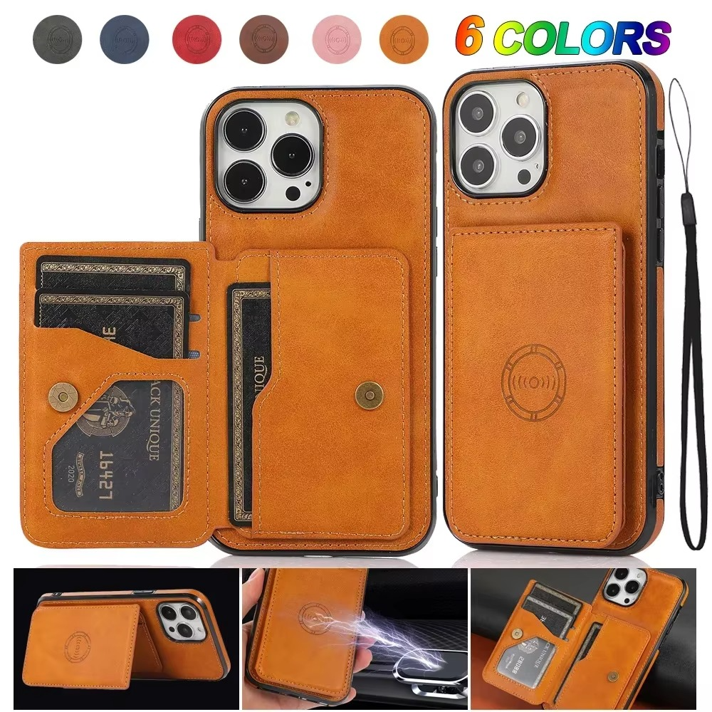 Luxury iPhone Case — Anti-Theft Magnetic Leather Wallet with RFID Blocking, Full Protection, Card Slots & Shockproof Design