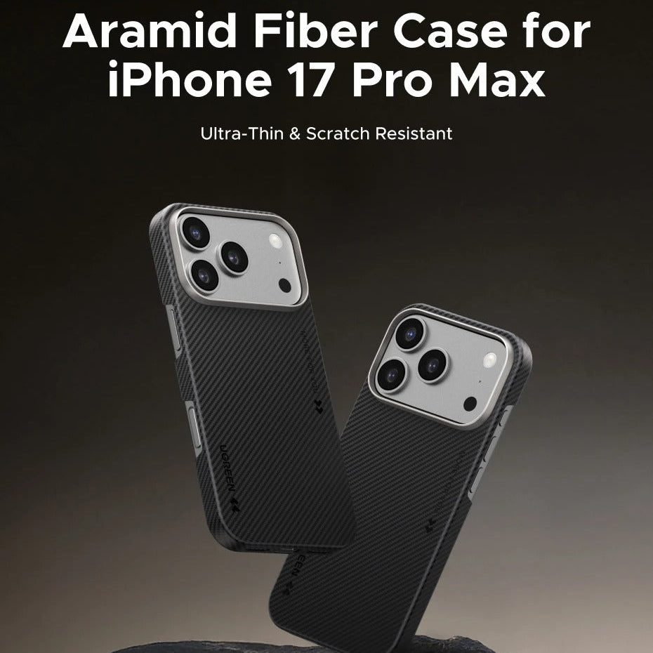 Luxury iPhone Case — Aramid Fiber Slim Hard Cover with Military-Grade Protection, Matte Black Finish, Shockproof and Durable Design