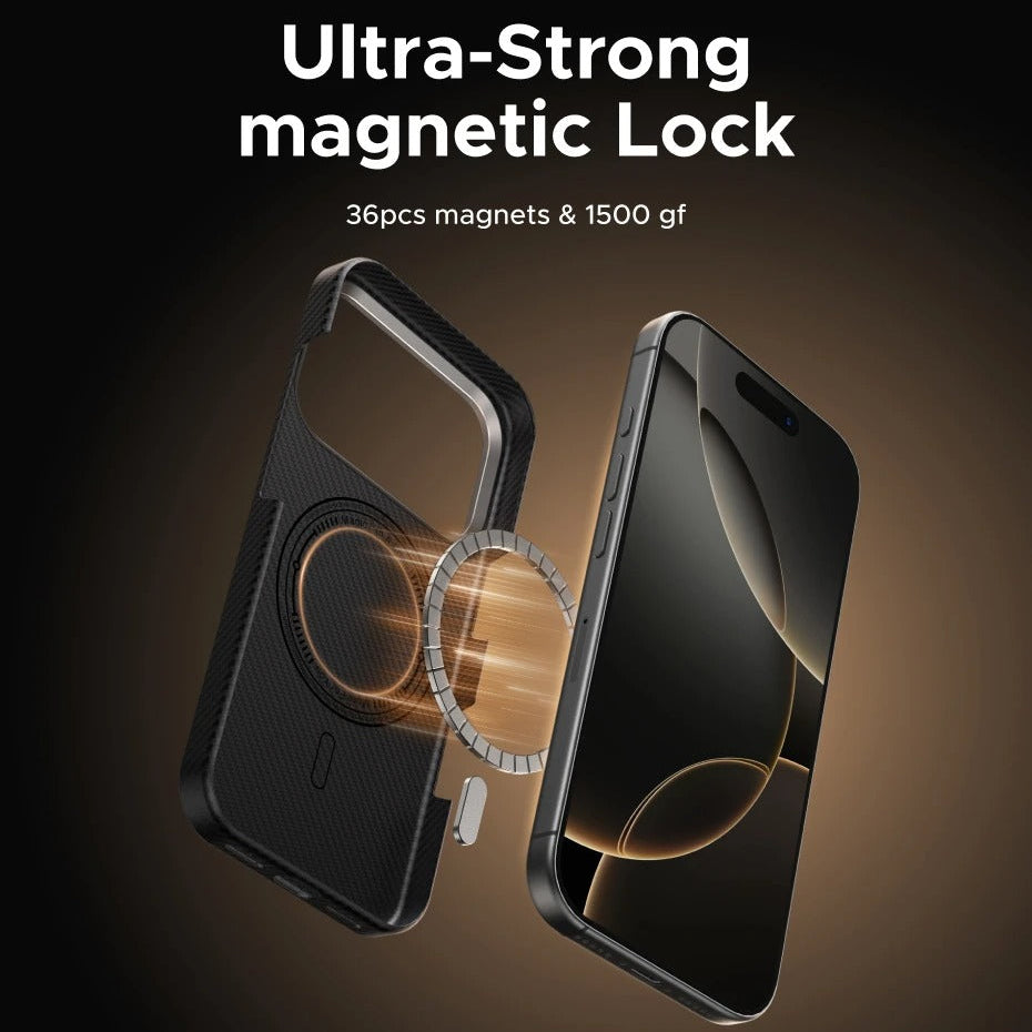 Luxury iPhone Case — Aramid Fiber Slim Hard Cover with Military-Grade Protection, Matte Black Finish, Shockproof and Durable Design