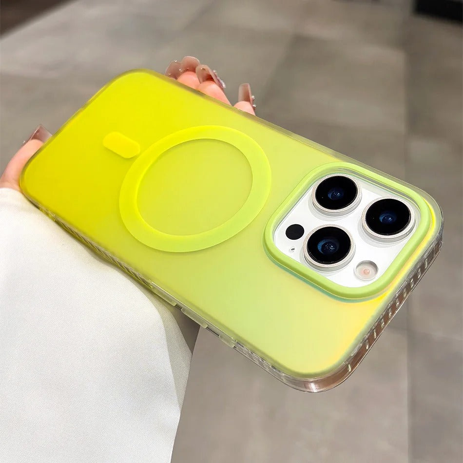Luxury iPhone Case — Aurora Gradient Magnetic Cover with Shockproof Lightweight Design, Double-Color Finish and Non-Slip Wireless-Charging Compatibility