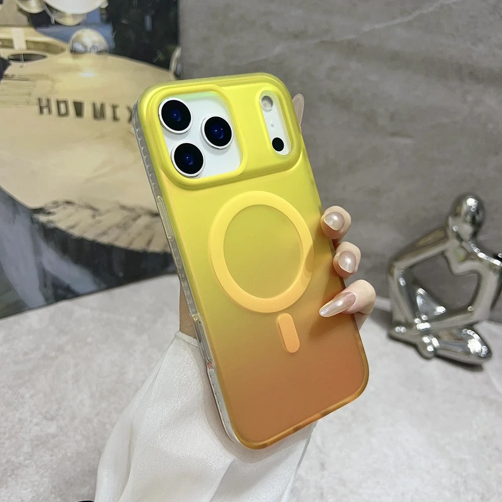 Luxury iPhone Case — Aurora Gradient Magnetic Cover with Shockproof Lightweight Design, Double-Color Finish and Non-Slip Wireless-Charging Compatibility