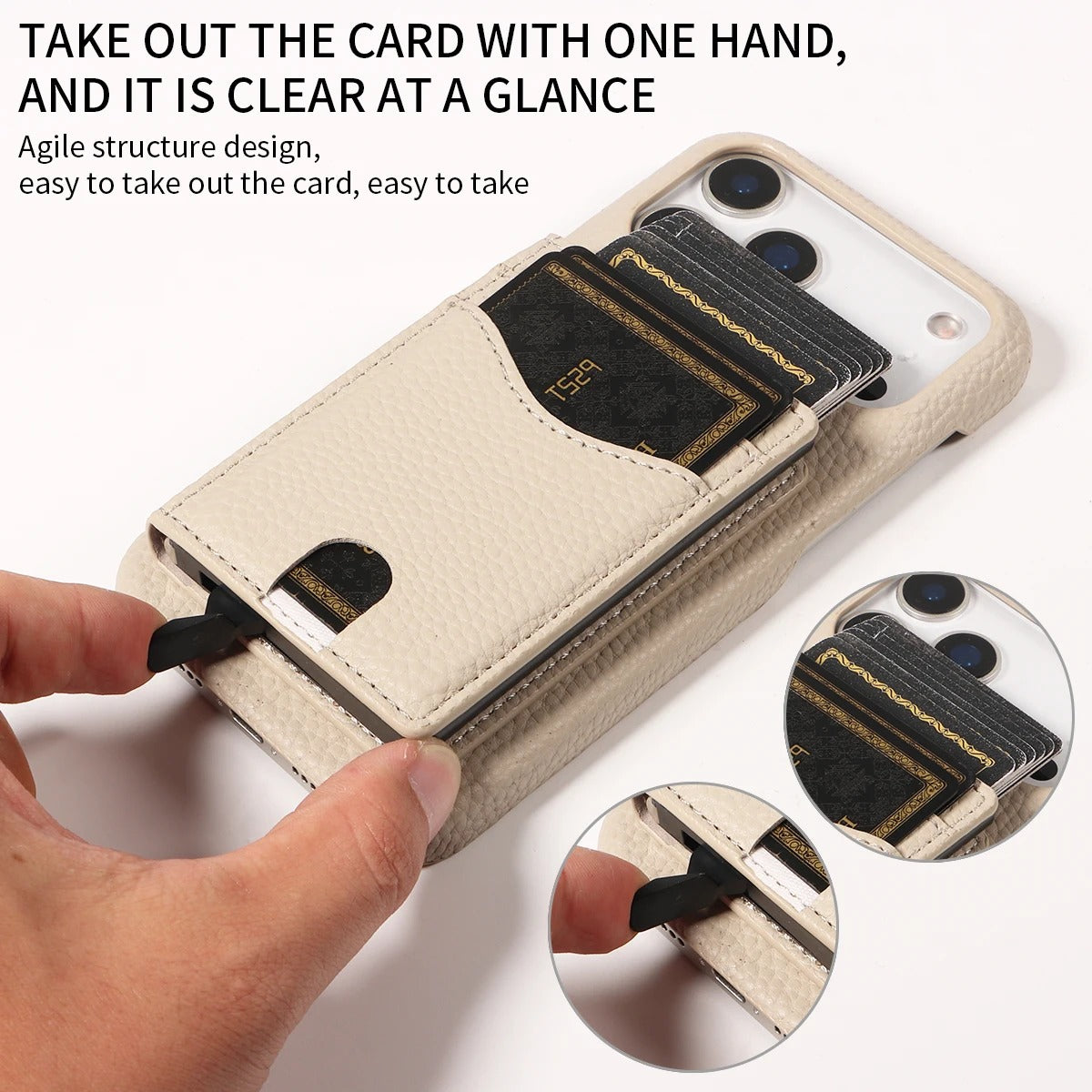 Luxury iPhone Case — Automatic Card Ejection PU Leather Cover, Shockproof Protection, Multi-Function Wallet Design