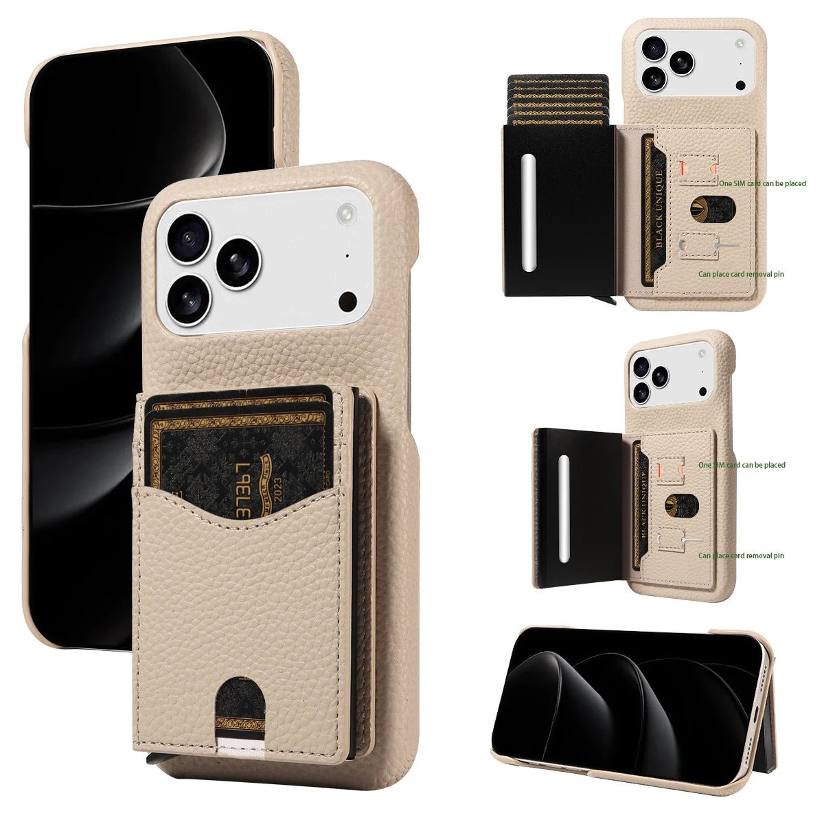 Luxury iPhone Case — Automatic Card Ejection PU Leather Cover, Shockproof Protection, Multi-Function Wallet Design