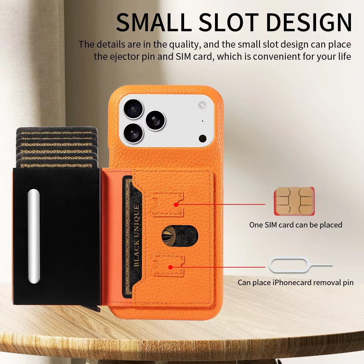 Luxury iPhone Case — Automatic Card Ejection PU Leather Cover, Shockproof Protection, Multi-Function Wallet Design