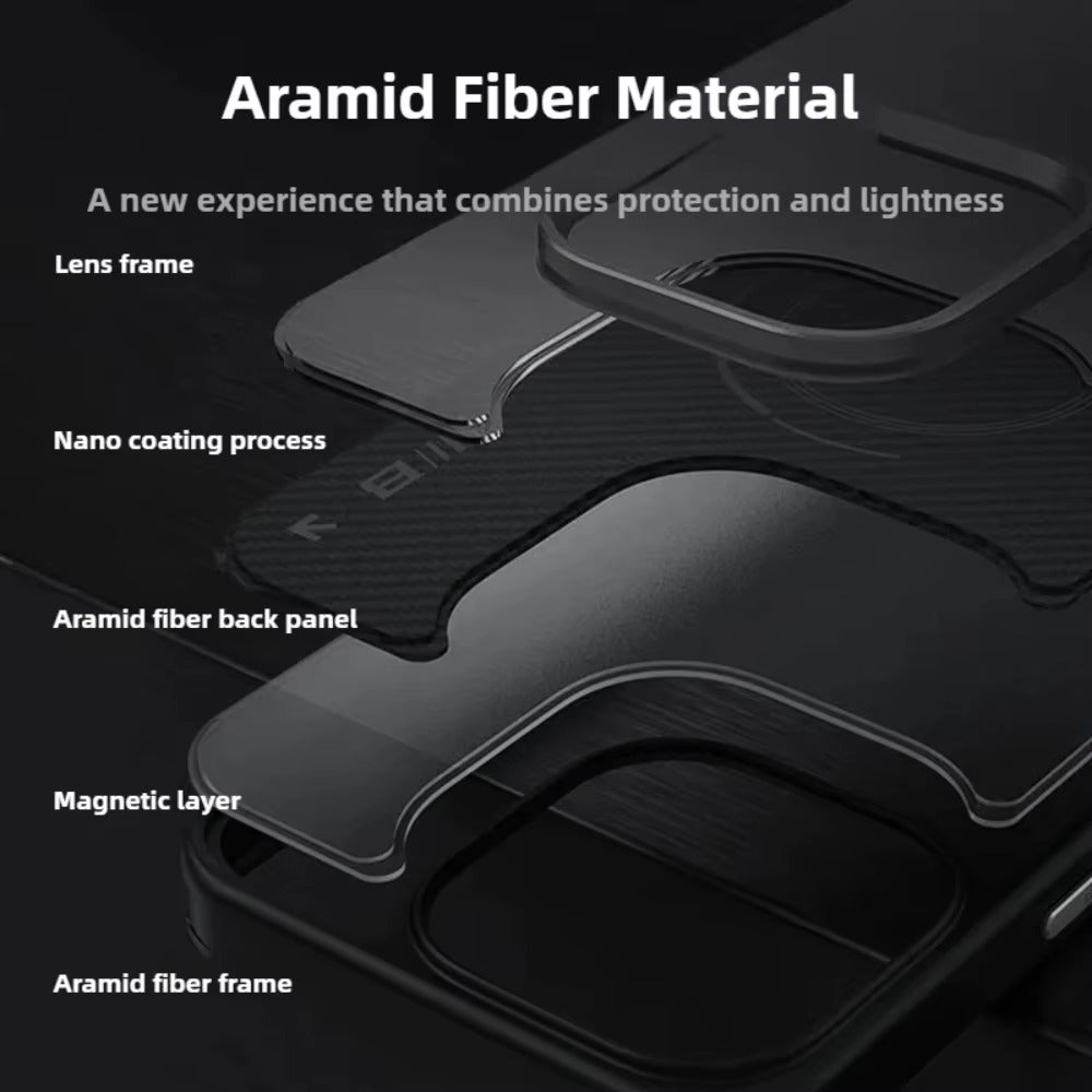 Luxury iPhone Case — Blueo 600D Kevlar Magnetic Armor Cover with Anti-Fingerprint Non-Slip Design and Full-Protection Shockproof Build