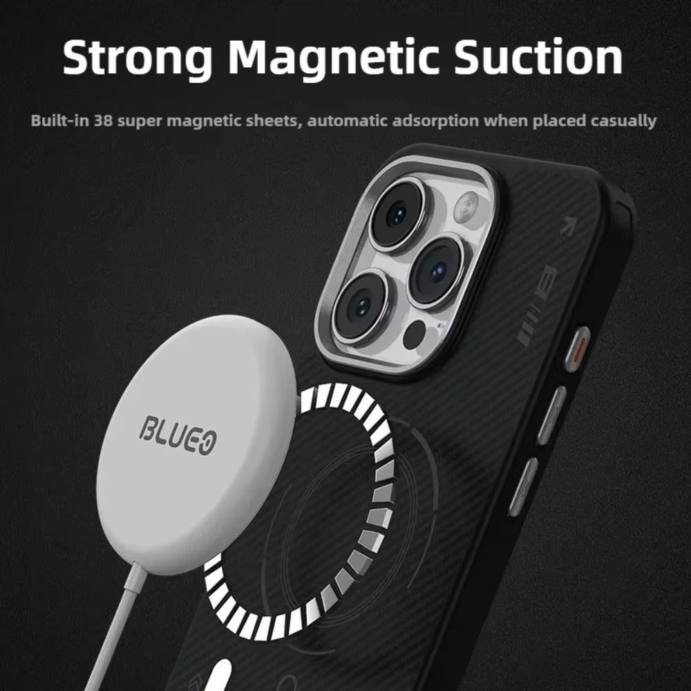 Luxury iPhone Case — Blueo 600D Kevlar Magnetic Armor Cover with Anti-Fingerprint Non-Slip Design and Full-Protection Shockproof Build
