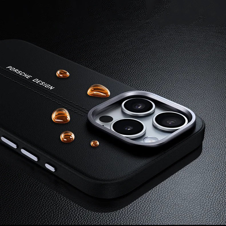 Luxury iPhone Case — Business Leather MagSafe Magnetic Cover with Anti-Fall Design, Metal Buttons, Shockproof Dual-Layer Protection & Non-Slip Textured Finish