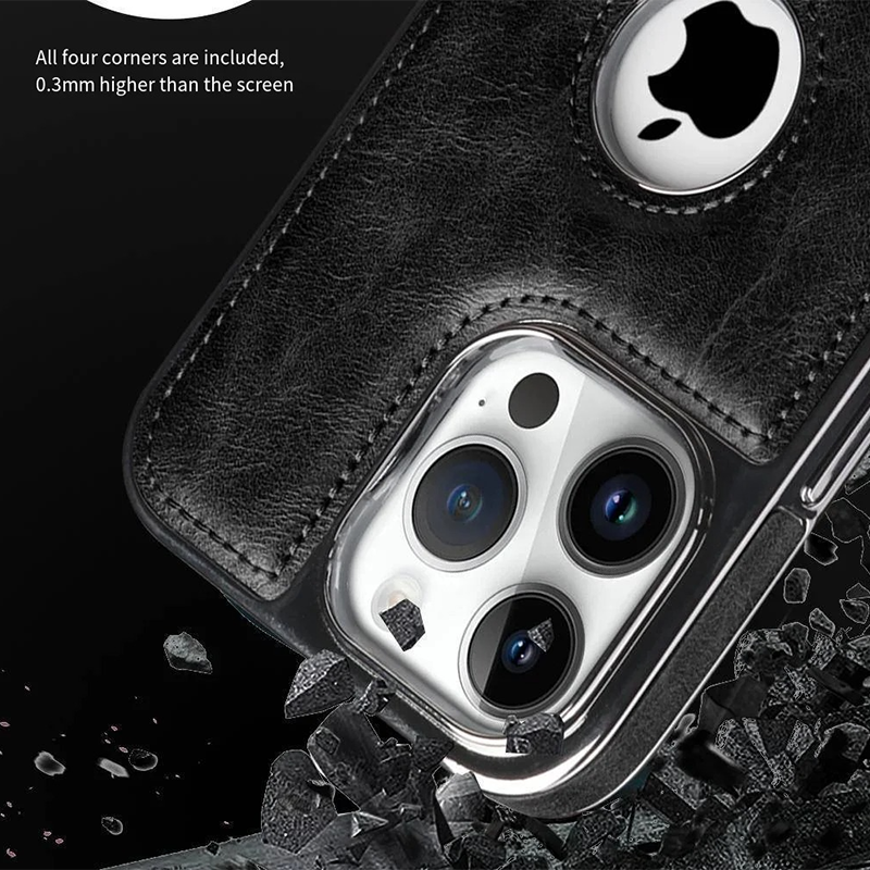 Luxury iPhone Case — Business Leather Magnetic Full-Coverage Shockproof PU Leather Cover, Non-Slip Protection