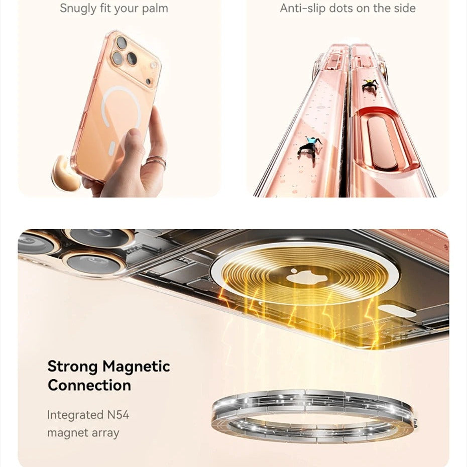 Luxury iPhone Case — Clear MagSafe Magnetic Cover with Ultra-Thin Anti-Yellowing PC Design, Strong N54 Magnets and Shockproof Grip Protection
