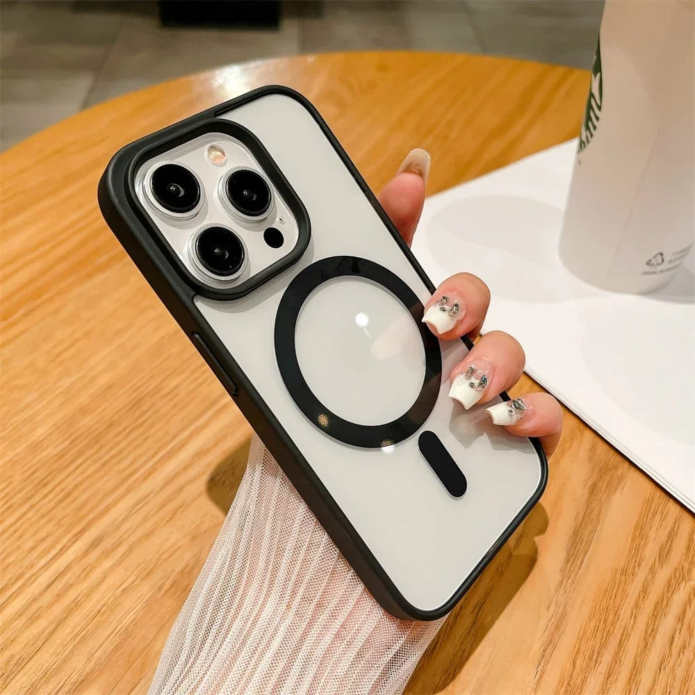 Luxury iPhone Case — Clear Magnetic Wireless Charging Silicone Bumper, Shockproof, Anti-Scratch, Dustproof, Lightweight & Non-Slip