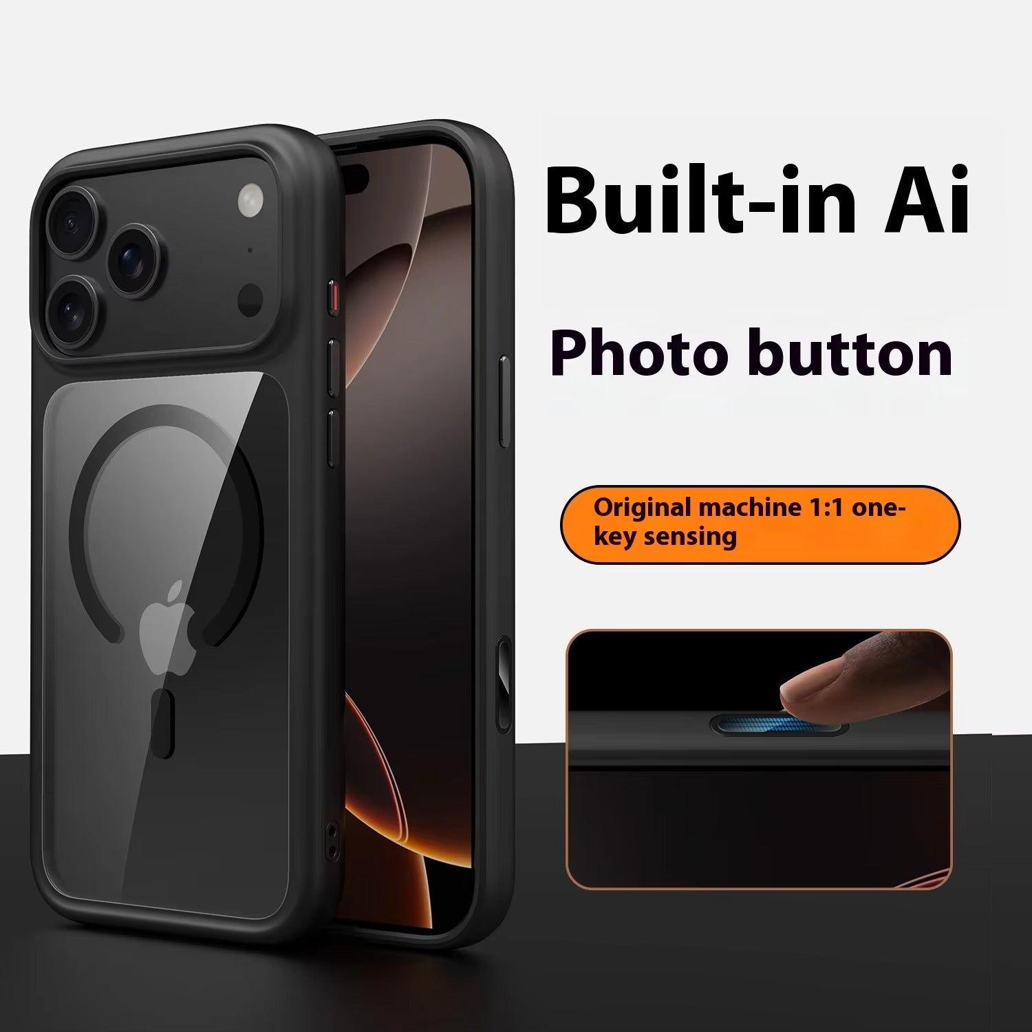 Luxury iPhone Case — Creative AI Intelligent Camera Button Clear Armor Magnetic Protective Cover for Full Protection