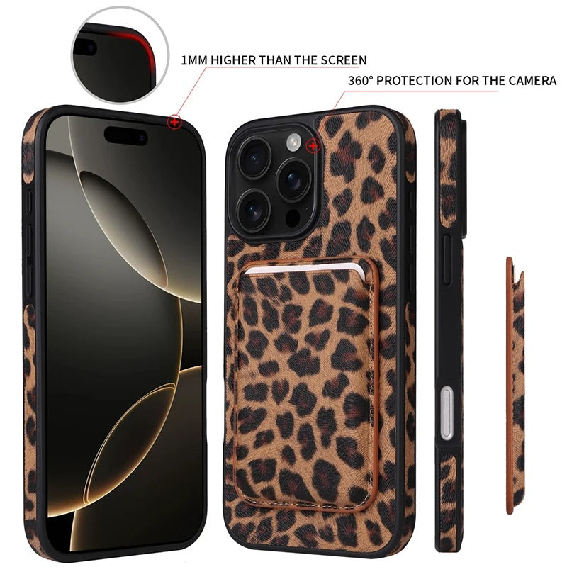 Luxury iPhone Case — Cross-Grain Magnetic MagSafe Cover with Card Holder, Shockproof PC+TPU Protection and Lightweight Non-Slip Design