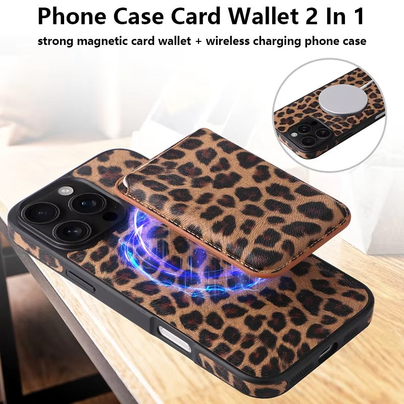 Luxury iPhone Case — Cross-Grain Magnetic MagSafe Cover with Card Holder, Shockproof PC+TPU Protection and Lightweight Non-Slip Design