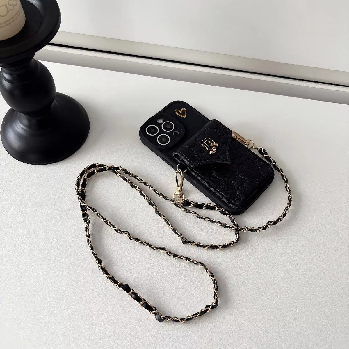 Luxury iPhone Case — Crossbody Leather Wallet Cover with Card Slot Holder, Protective Design and Adjustable Lanyard Strap