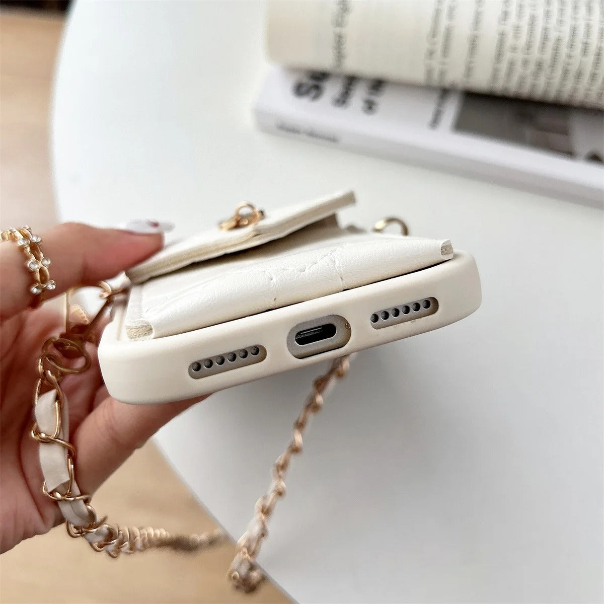 Luxury iPhone Case — Crossbody Leather Wallet Cover with Card Slot Holder, Protective Design and Adjustable Lanyard Strap