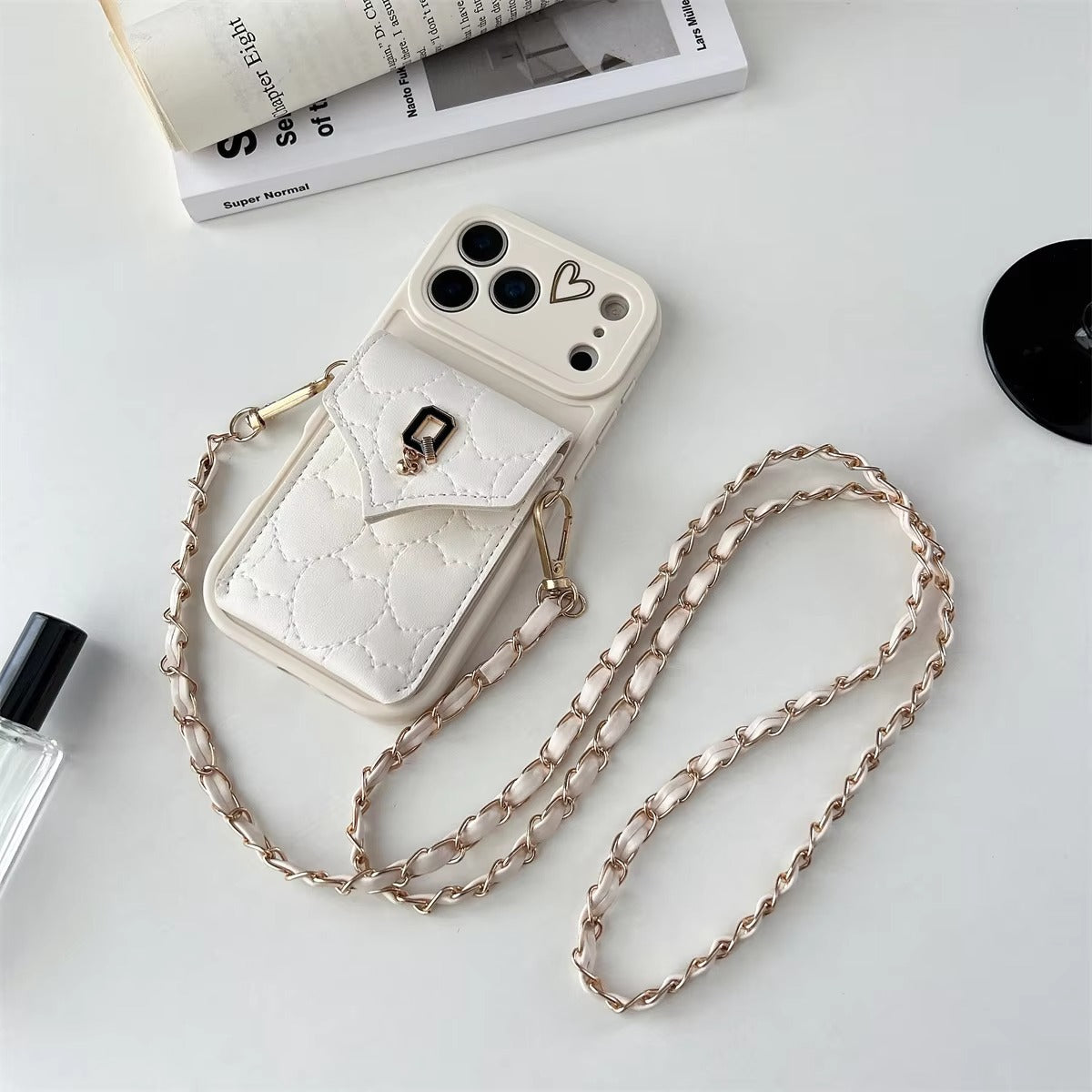 Luxury iPhone Case — Crossbody Leather Wallet Cover with Card Slot Holder, Protective Design and Adjustable Lanyard Strap