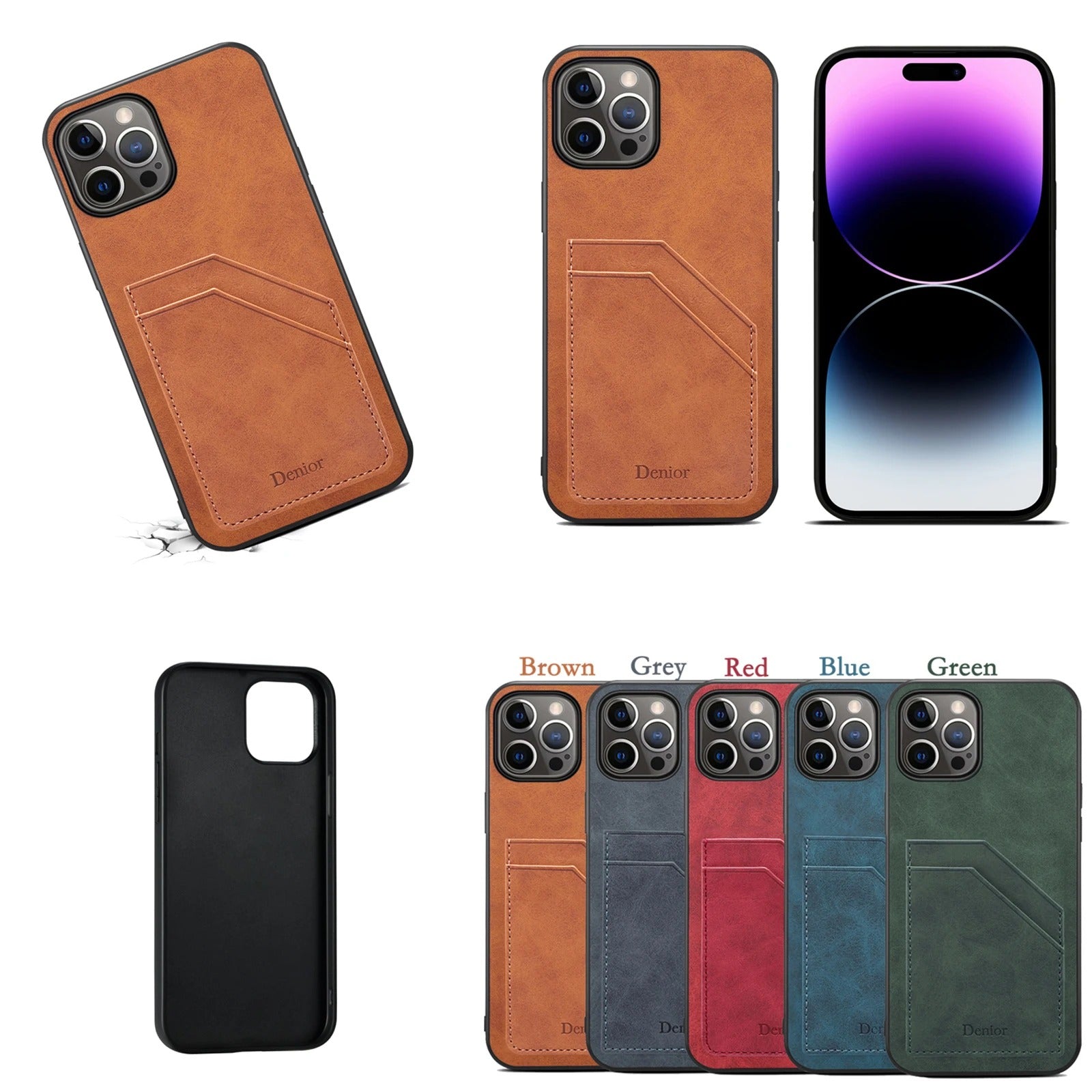 Luxury iPhone Case — Artificial Leather Wallet Cover with Card Slots, Shockproof Protection, Magnetic Closure & Storage Compartment