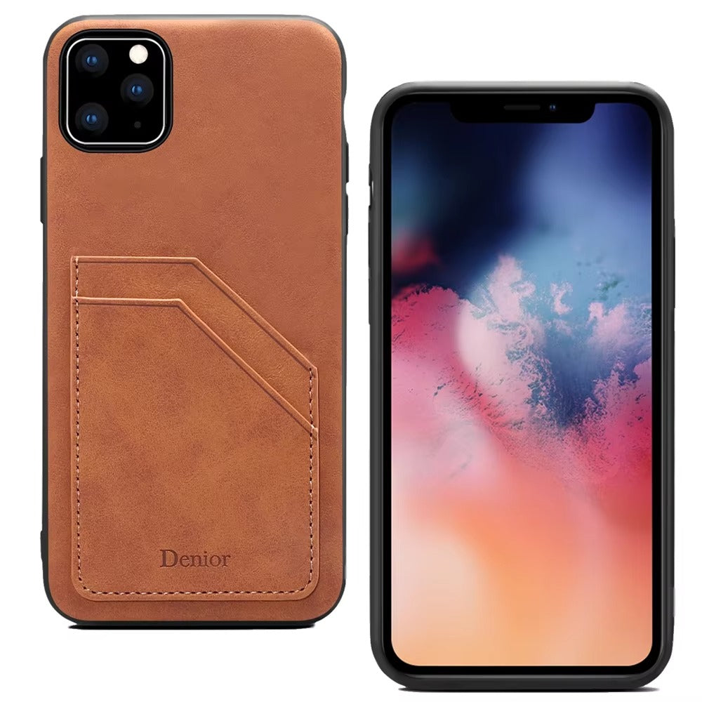 Luxury iPhone Case — Artificial Leather Wallet Cover with Card Slots, Shockproof Protection, Magnetic Closure & Storage Compartment