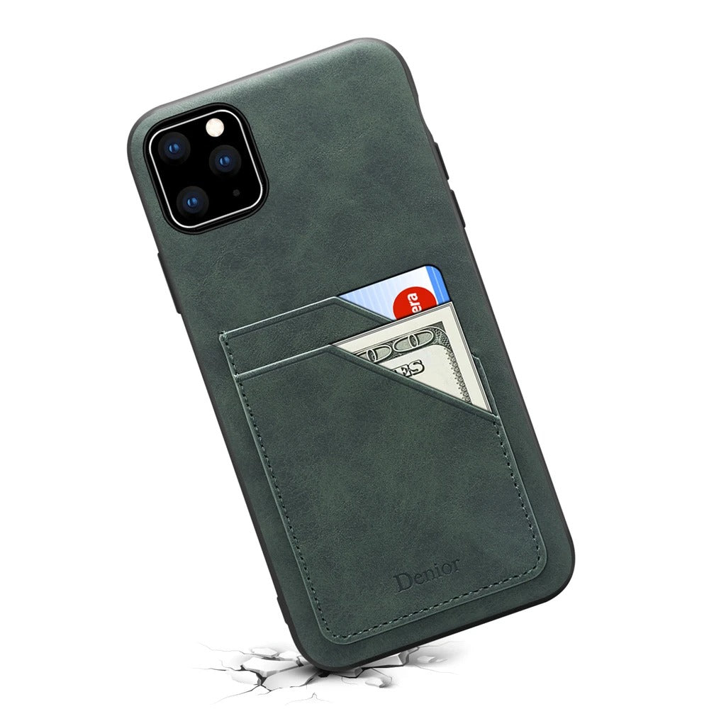 Luxury iPhone Case — Artificial Leather Wallet Cover with Card Slots, Shockproof Protection, Magnetic Closure & Storage Compartment