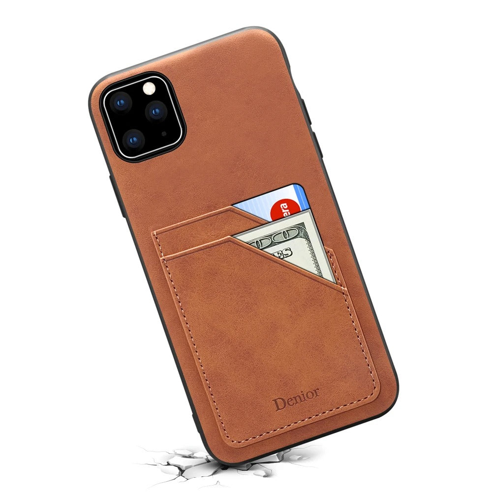 Luxury iPhone Case — Artificial Leather Wallet Cover with Card Slots, Shockproof Protection, Magnetic Closure & Storage Compartment