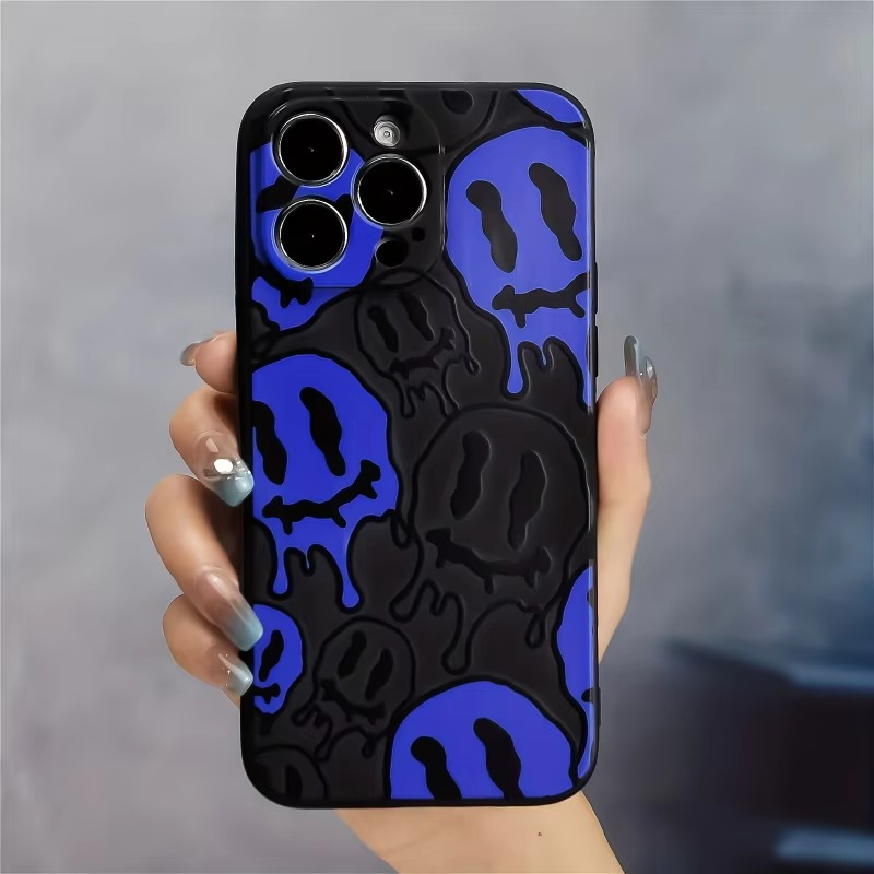 Luxury iPhone Case — Fashion Smile Face Pattern Silicone Cover with Soft-Touch Finish, Lightweight Protection & Everyday Grip Design