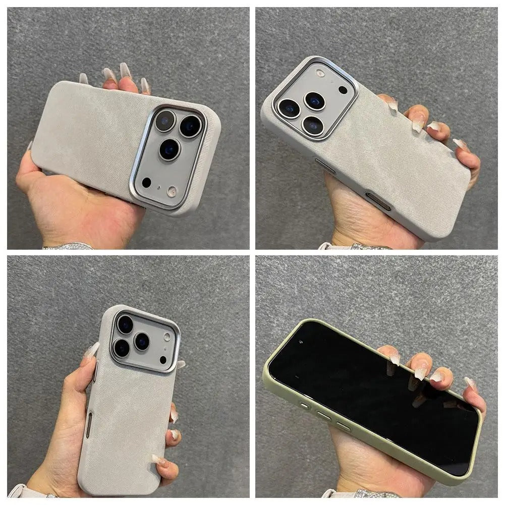 Luxury iPhone Case — Fiber Leather MagSafe Cover with Invisible Magnetic Wireless Charging, Matte Anti-Fingerprint Finish and Slim Shockproof Design