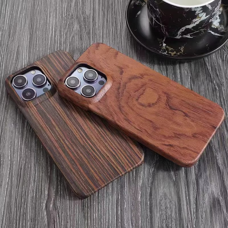 Luxury iPhone Case — Genuine Bamboo & Walnut Wooden Hard Back Cover with Dustproof Half-Wrapped Protection and Custom Natural Design