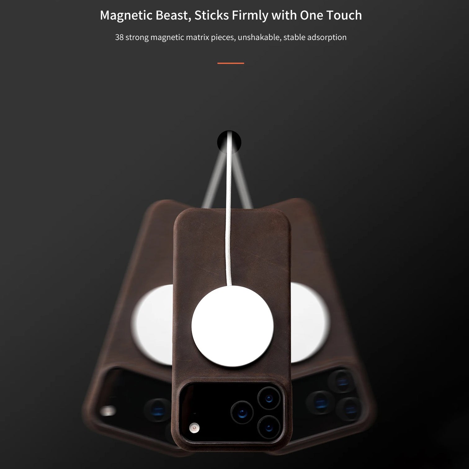 Luxury iPhone Case — Genuine Cowhide Leather Pull-Up Cover with Retro Magnetic Design, MagSafe Compatibility & Shockproof Full-Back Protection