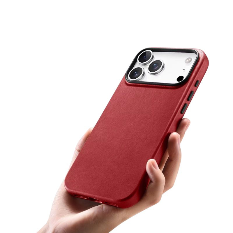 Luxury iPhone Case — Genuine Leather MagSafe Compatible Slim-Fit Cover with Shockproof Full-Coverage Protection, Anti-Fingerprint Non-Slip Design