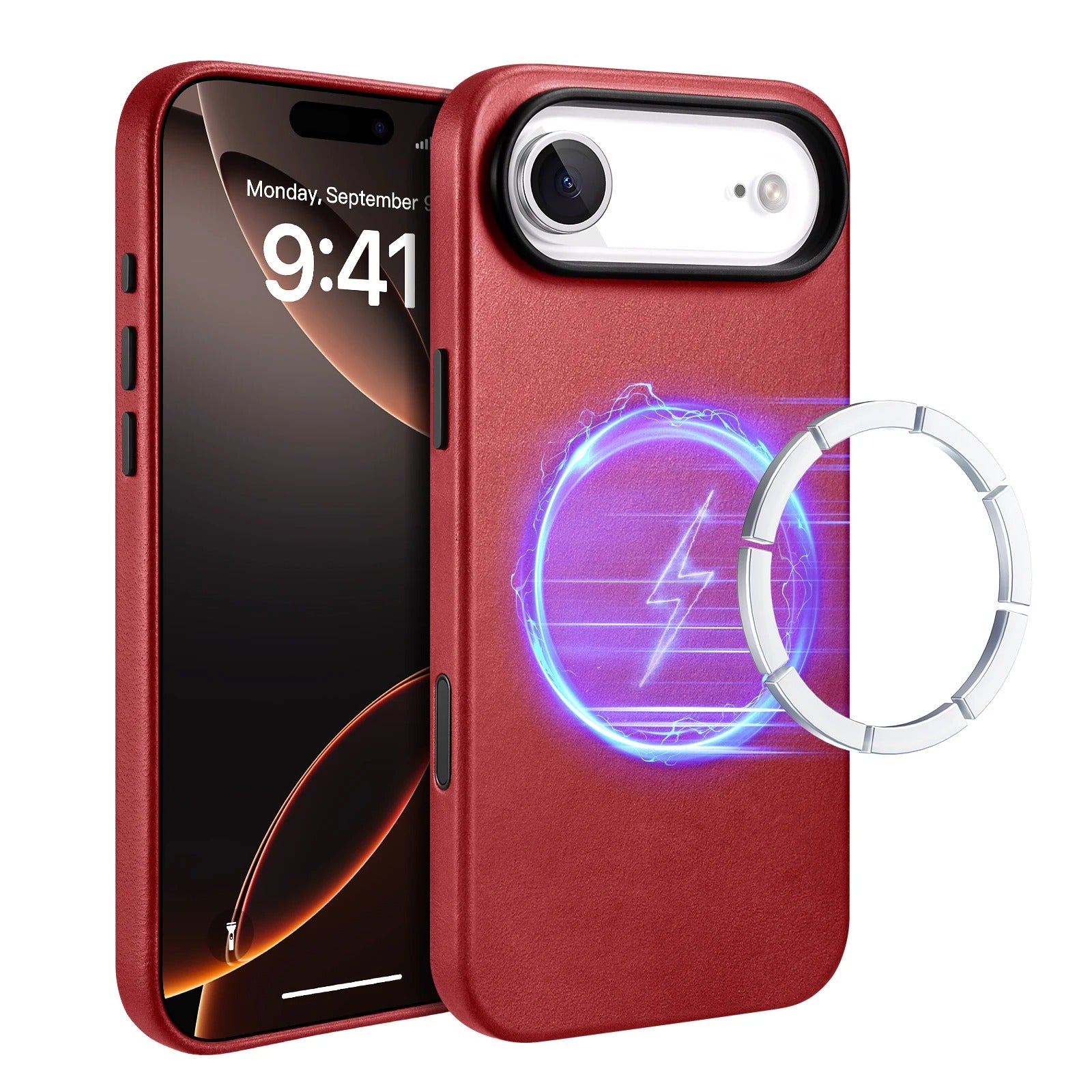 Luxury iPhone Case — Genuine Leather MagSafe Compatible Slim-Fit Cover with Shockproof Full-Coverage Protection, Anti-Fingerprint Non-Slip Design