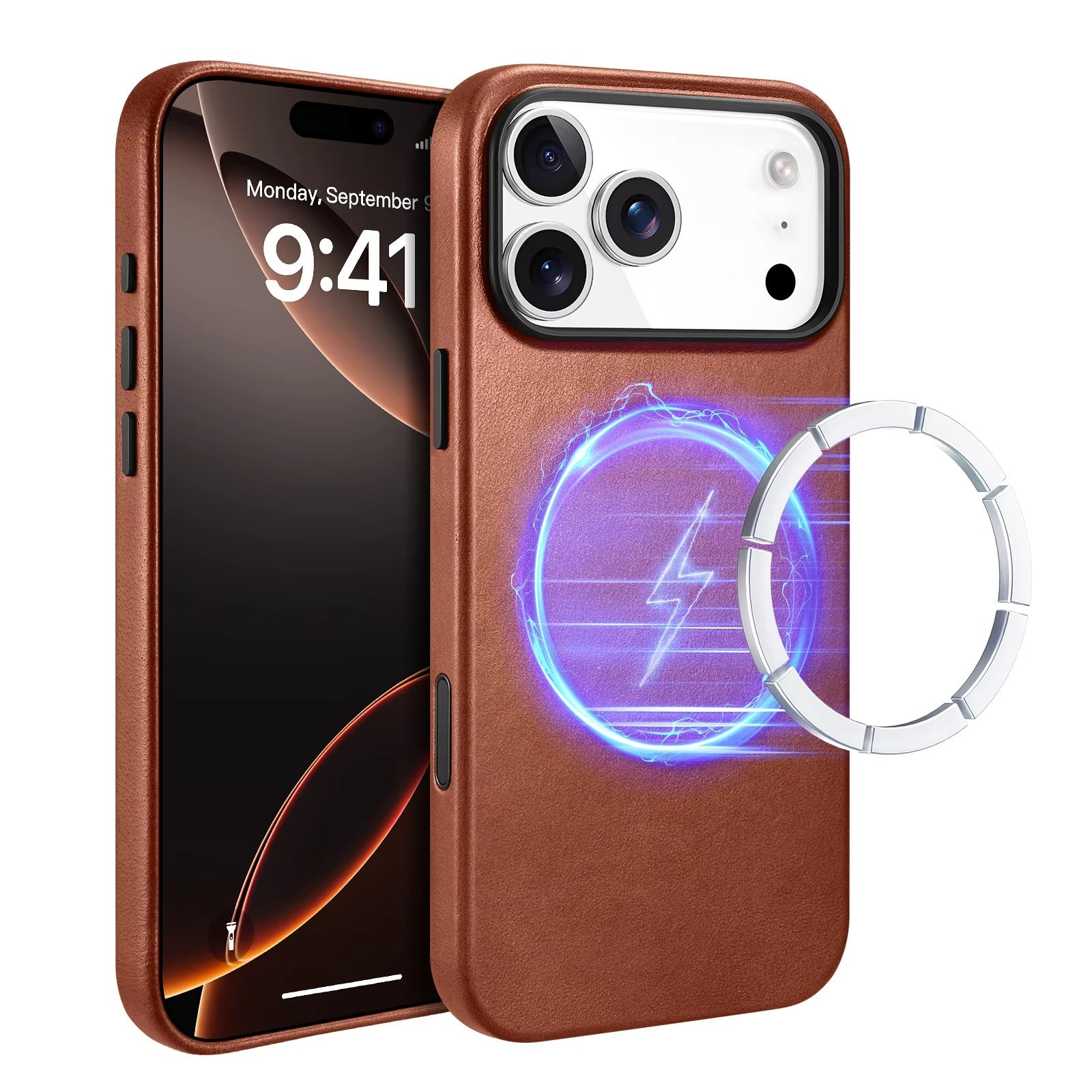 Luxury iPhone Case — Genuine Leather MagSafe Compatible Slim-Fit Cover with Shockproof Full-Coverage Protection, Anti-Fingerprint Non-Slip Design