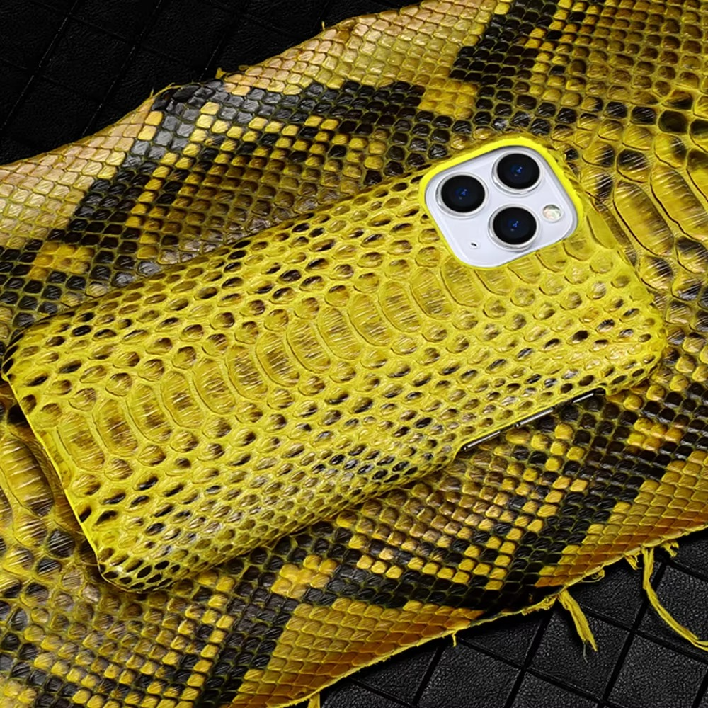 Luxury iPhone Case — Genuine Python Leather Cover with Premium PC Backing, Non-Slip Lightweight Design and Dustproof Anti-Scratch Protection