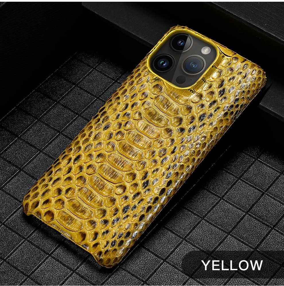 Luxury iPhone Case — Genuine Python Leather Cover with Premium PC Backing, Non-Slip Lightweight Design and Dustproof Anti-Scratch Protection