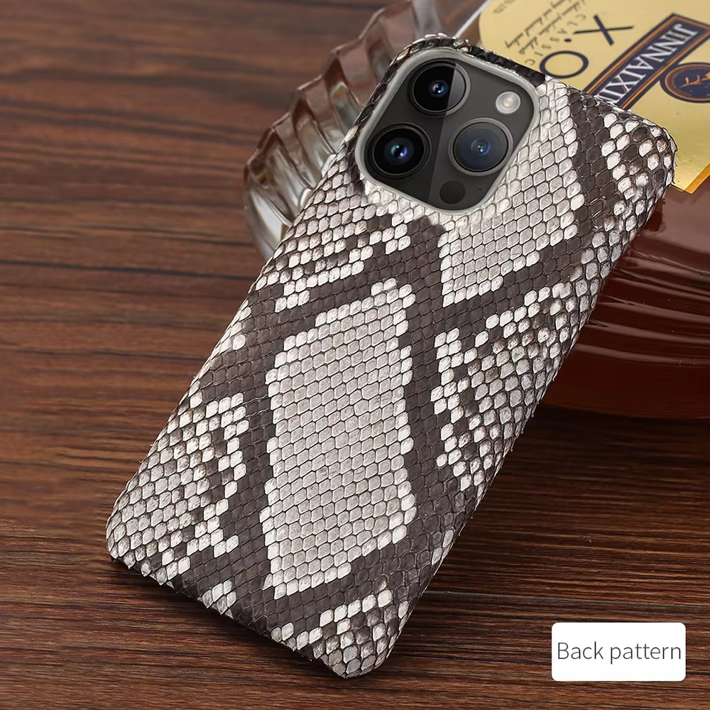 Luxury iPhone Case — Genuine Python Leather Cover with Premium PC Backing, Non-Slip Lightweight Design and Dustproof Anti-Scratch Protection
