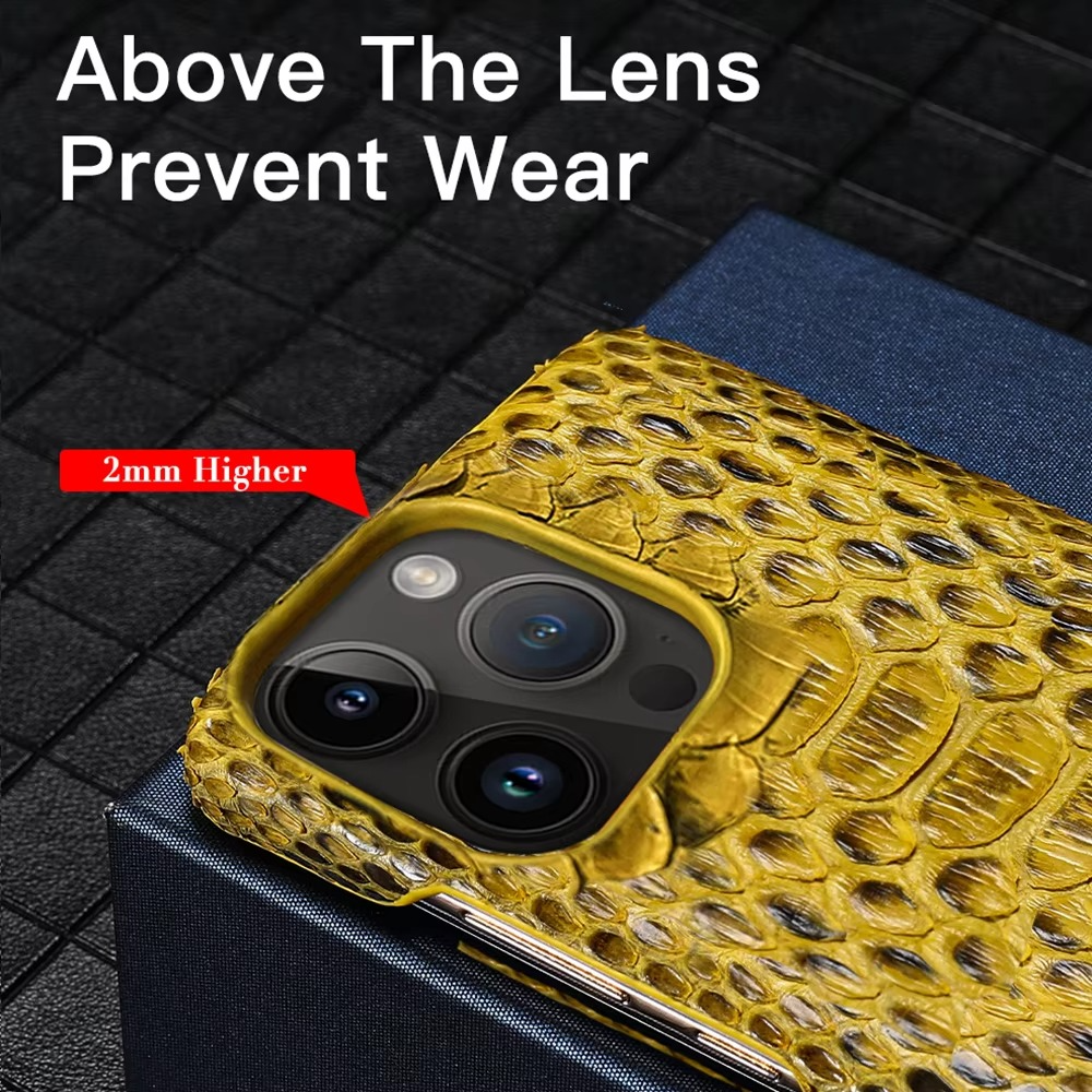 Luxury iPhone Case — Genuine Python Leather Cover with Premium PC Backing, Non-Slip Lightweight Design and Dustproof Anti-Scratch Protection