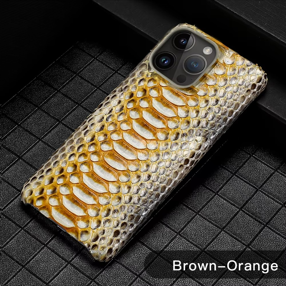 Luxury iPhone Case — Genuine Python Leather Cover with Premium PC Backing, Non-Slip Lightweight Design and Dustproof Anti-Scratch Protection