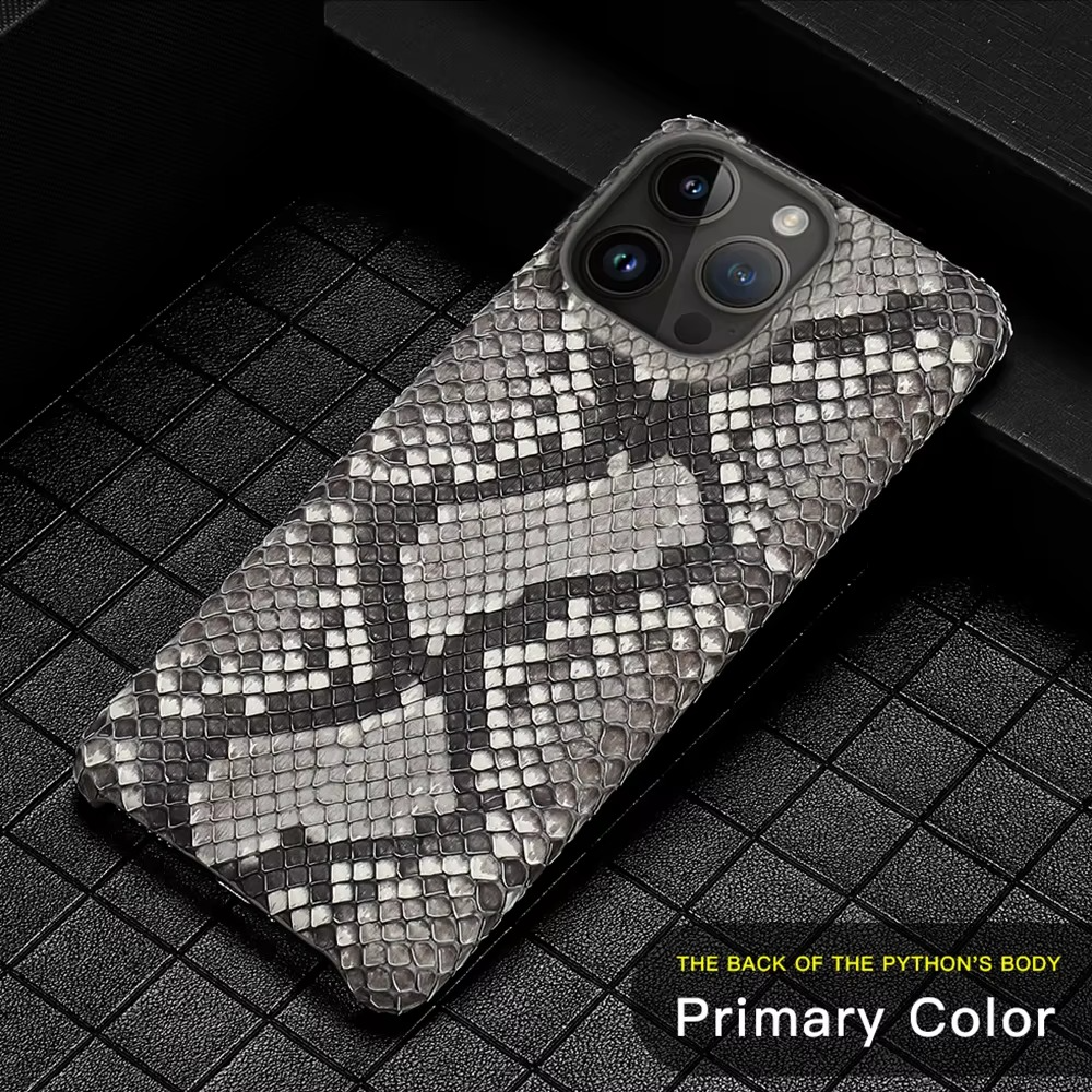 Luxury iPhone Case — Genuine Python Leather Cover with Premium PC Backing, Non-Slip Lightweight Design and Dustproof Anti-Scratch Protection
