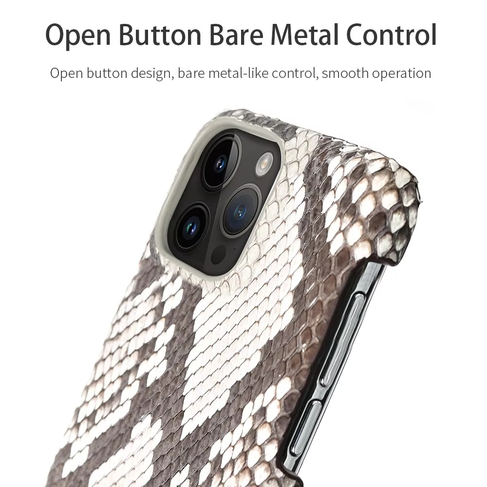Luxury iPhone Case — Genuine Python Leather Cover with Premium PC Backing, Non-Slip Lightweight Design and Dustproof Anti-Scratch Protection