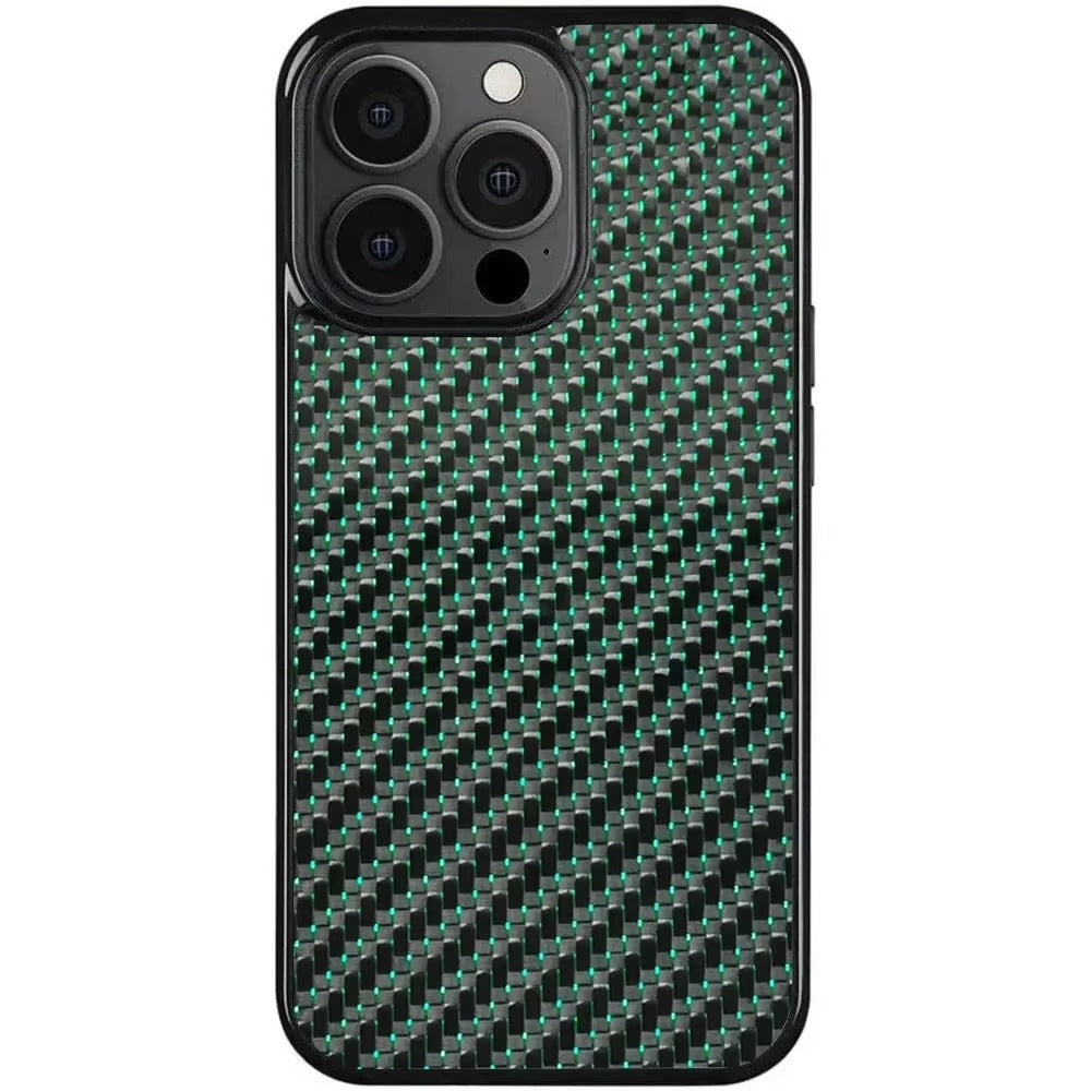 Luxury iPhone Case — Glossy Woven Carbon Fiber MagSafe Cover with Shockproof Dual-Layer Protection, Lightweight Non-Slip Full-Coverage Design