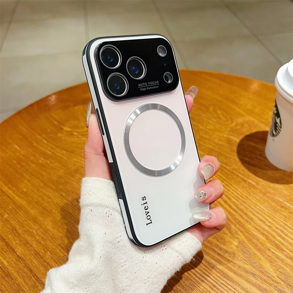 Luxury iPhone Case — Gradient Magnetic Glass Cover, Magsafe Compatible, Wireless Charging, Shockproof, Protective PC+TPU Design