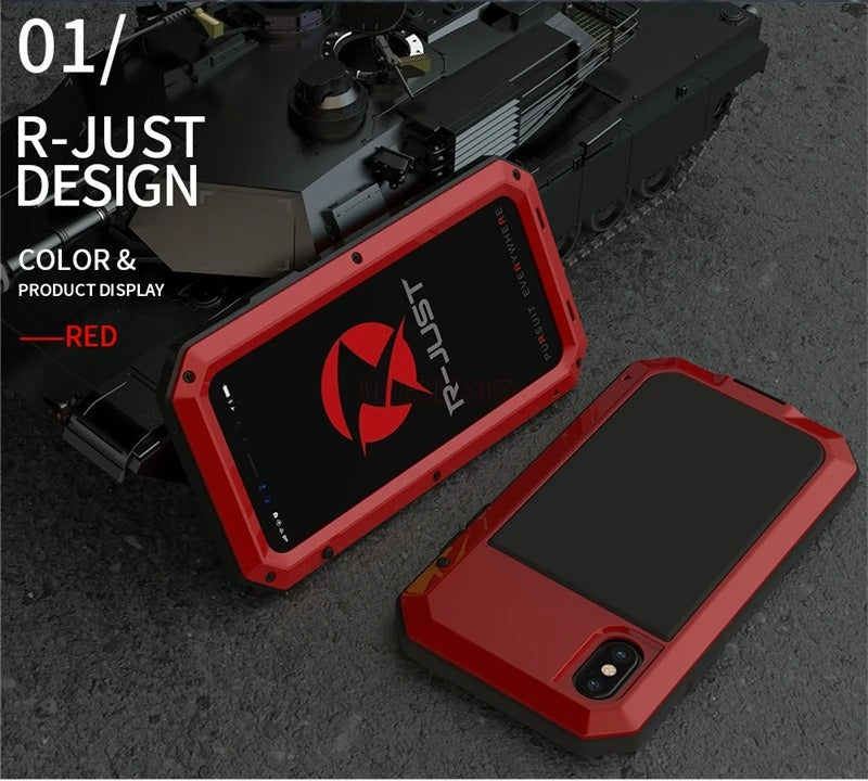 Luxury iPhone Case — Heavy-Duty Full-Coverage Aluminum Alloy Armor Protective Cover with Shockproof Waterproof Design